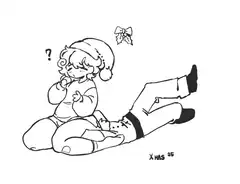 Baby Santa tickling Santa