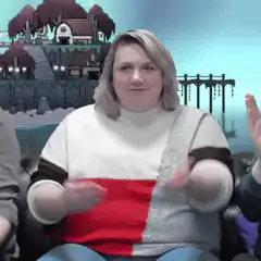 woman clapping and patting head
