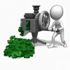 3d man cranking money machine