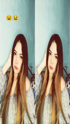 woman with long hair and sad emojis
