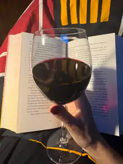 wine glass over open book