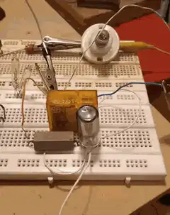 Nixie tube lights up on breadboard