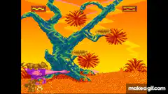 Lion riding purple camel in desert game