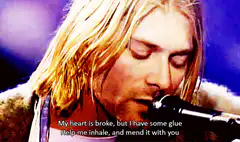 Kurt Cobain singing with lyrics