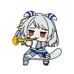 chibi character playing trumpet