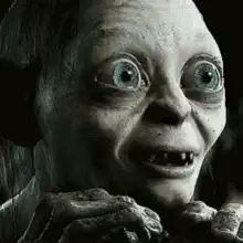 Gollum's face zooms in