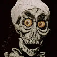 creepy animated skull with bandage