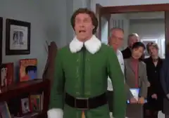 Buddy the Elf screaming excitedly