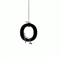 Man sitting in a hanging letter O