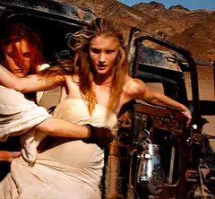 Two women in a post-apocalyptic car