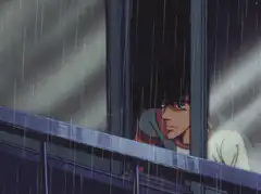 Katsuki Bakugo looking out window in rain
