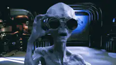 Grey Alien puts on sunglasses