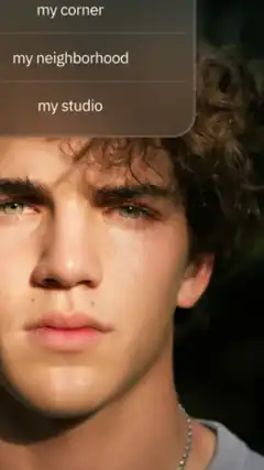 Young man with dropdown menu overlay