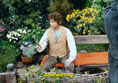 Bilbo Baggins pees on a bench