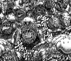 Guts surrounded by monsters