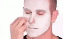 man transforms into clown