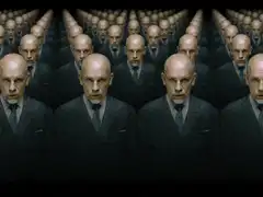 Infinite rows of bald men in suits