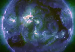 Solar flare erupting on the sun