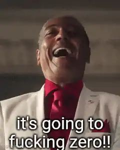 Giancarlo Esposito laughing then shocked 100k