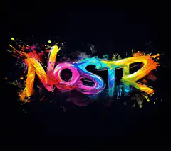 Colorful paint splatter text Nostr