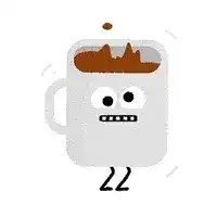 shaking coffee mug character