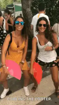 Two women cooling the cooter