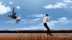 Ichigo and Uryu rooftop fight
