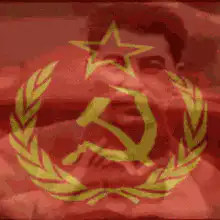 Soviet flag with Stalin face