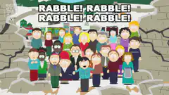 South Park crowd yelling rabble