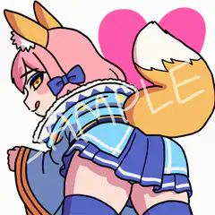 Pink fox girl looking back