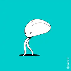 white blob character walking