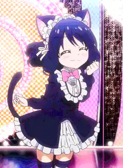chibi anime girl cat maid dance