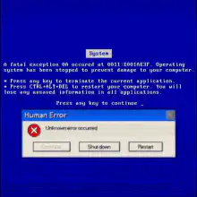 Blue Screen of Death with Human Error