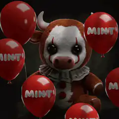 Clown bull toy with mint balloons