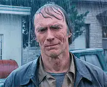 Dirty Harry smiles in the rain