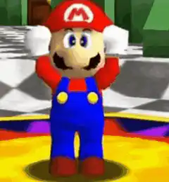 Mario dancing on a yellow platform