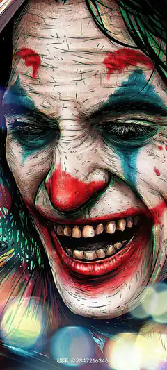 Joker laughing with clown makeup