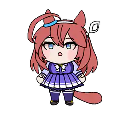 Chibi horse girl blushing and closing eyes