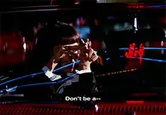 Mia Wallace smoking in car