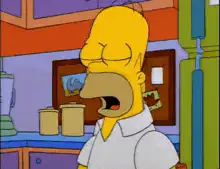 Homer Simpson yawning and waking up