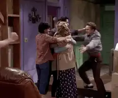 Friends group hug
