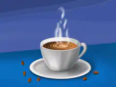 steaming cup of coffee