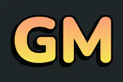 GM text in gradient colors