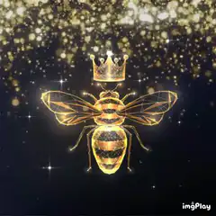 Golden geometric bee with crown