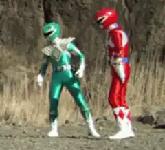Red Ranger slaps Green Ranger