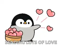 Penguin sending hearts