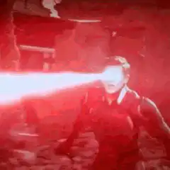 Man shooting red laser beam from eyes