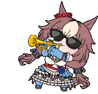 chibi wolf girl playing trumpet