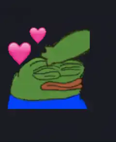 Pepe the Frog blushing with hearts