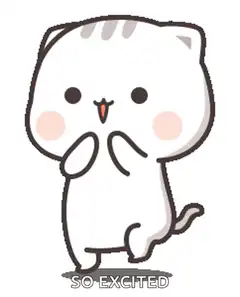 Excited cartoon cat